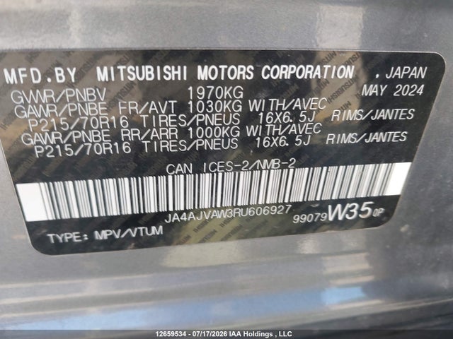 JA4AJVAW3RU606927 Mitsubishi Rvr Se/sel/noir/gt