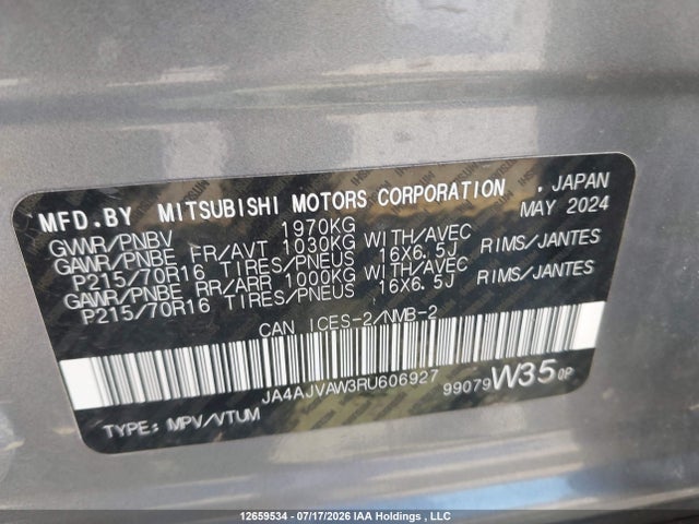 JA4AJVAW3RU606927 Mitsubishi Rvr Se/sel/noir/gt