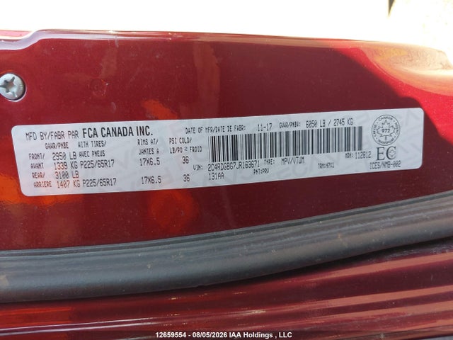 12659554 :رقم المزاد ، 2C4RDGBG7JR163671 vin ، 2018 Dodge Grand Caravan Cvp/sxt مزاد بيع