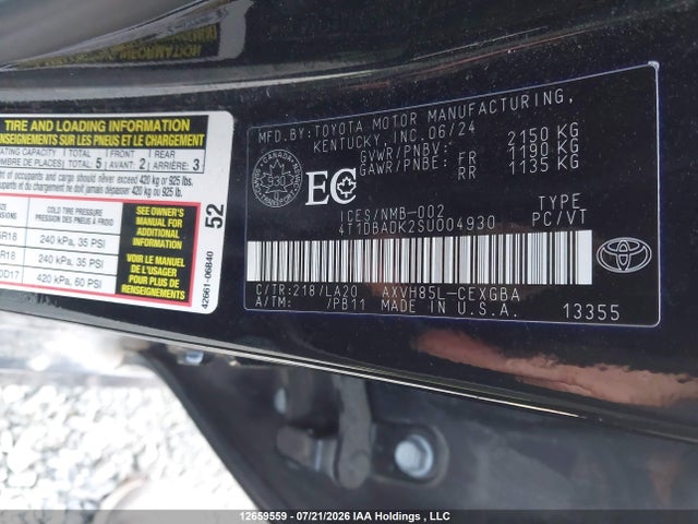 Продажа на аукционе авто 2025 Toyota Camry Xle, vin: 4T1DBADK2SU004930, номер лота: 12659559