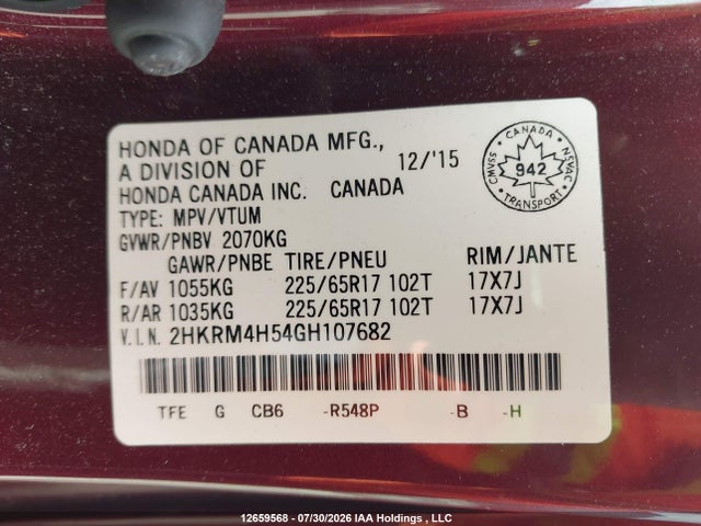 Honda CR-V EX 2016 2HKRM4H54GH107682 Image 19