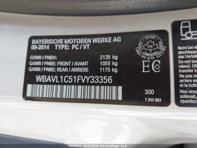 Продажа на аукционе авто 2015 Bmw X1 Xdrive28i, vin: WBAVL1C51FVY33356, номер лота: 12659577