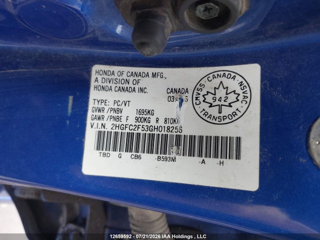Honda Civic Lx 2016 2HGFC2F53GH018256 Image 9