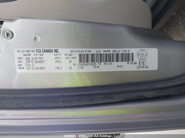Dodge Grand Caravan Se/sxt 2015 2C4RDGBG9FR734293 Image 9