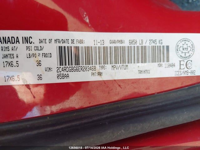 Dodge Grand Caravan Se/sxt 2014 2C4RDGBG6ER203468 Image 9