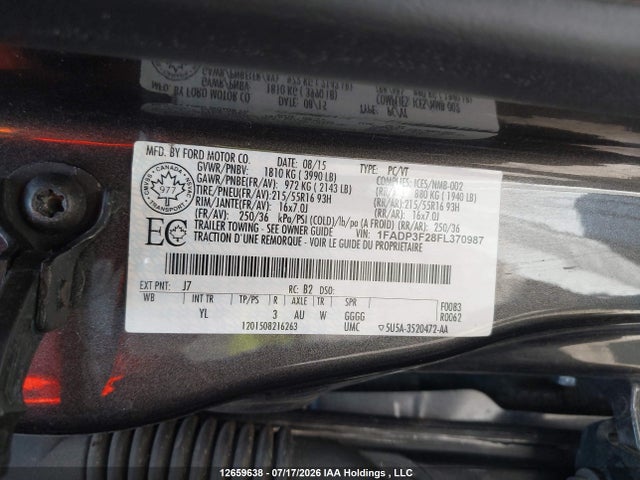 Ford FOCUS SE 2015 1FADP3F28FL370987 Image 21