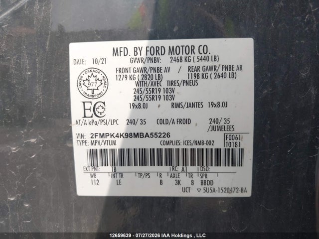 Ford Edge Titanium 2021 2FMPK4K98MBA55226 Image 9
