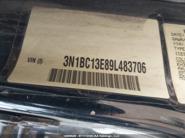 2009 Nissan Versa S/sl მანქანა იყიდება აუქციონზე, vin: 3N1BC13E89L483706, აუქციონის ნომერი: 12659649