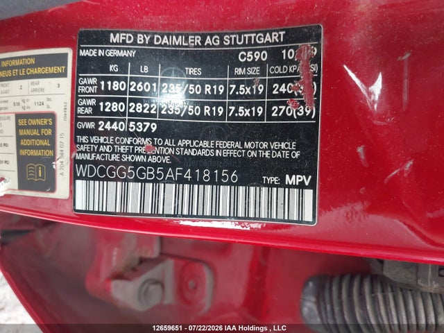12659651 :رقم المزاد ، WDCGG5GB5AF418156 vin ، 2010 Mercedes-benz Glk 350 مزاد بيع