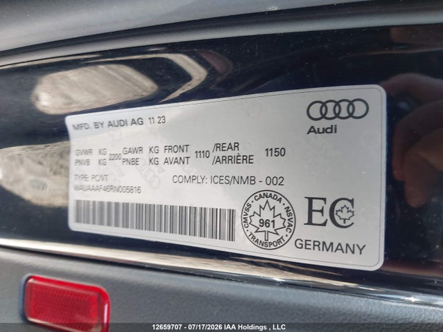 Aukcja sprzedaży 2024 Audi A4 Komfort 45, vin: WAUAAAF46RN005816, numer aukcji: 12659707