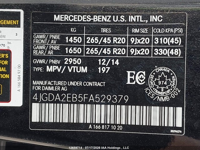 Mercedes-Benz Ml 350 Bluetec 2015 4JGDA2EB5FA529379 Image 9