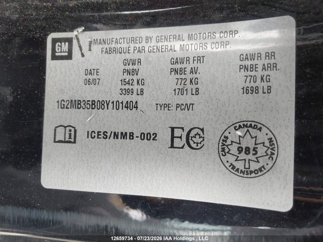Продажа на аукционе авто 2008 Pontiac Solstice, vin: 1G2MB35B08Y101404, номер лота: 12659734
