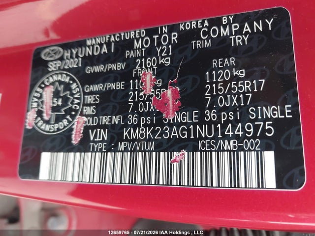 Продаж на аукціоні авто 2022 Hyundai Kona Electric Preferred With Two-tone Roof, vin: KM8K23AG1NU144975, номер лоту: 12659765