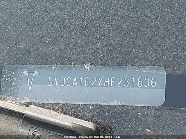 Продаж на аукціоні авто 2017 Tesla Model S, vin: 5YJSA1E2XHF231636, номер лоту: 12659766