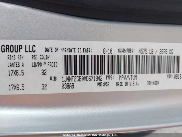 Продажа на аукционе авто 2010 Jeep Patriot Sport, vin: 1J4NF2GB0AD671342, номер лота: 12659784