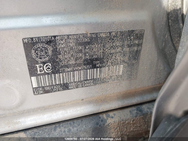 12659793 :رقم المزاد ، 2T3BWRFV4PW176151 vin ، 2023 Toyota Rav4 مزاد بيع