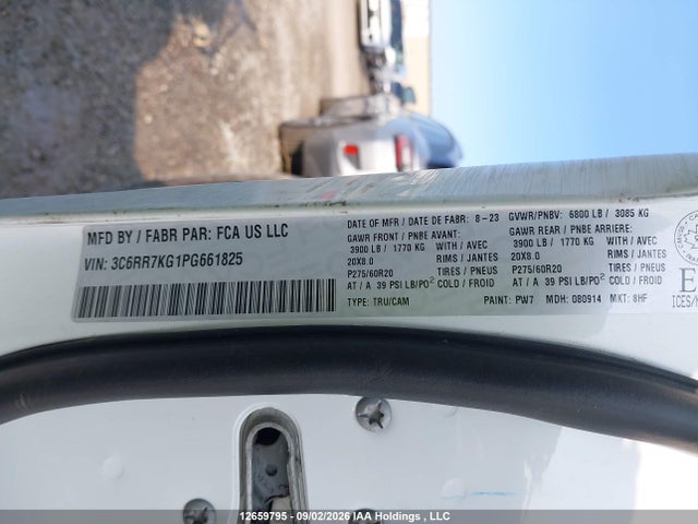 2023 Ram 1500 Classic მანქანა იყიდება აუქციონზე, vin: 3C6RR7KG1PG661825, აუქციონის ნომერი: 12659795