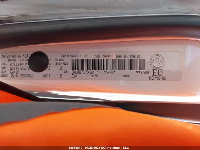 12659810 :رقم المزاد ، 1C4AJWBG7FL750310 vin ، 2015 Jeep Wrangler Sahara مزاد بيع