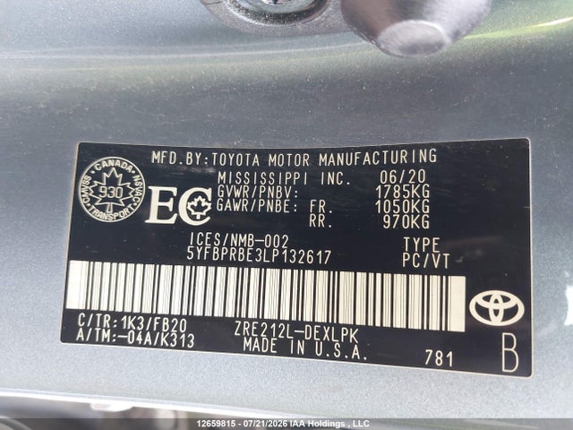Toyota COROLLA LE 2020 5YFBPRBE3LP132617 Image 9