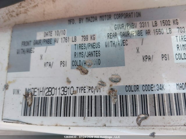 Aukcja sprzedaży 2011 Mazda Mazda2, vin: JM1DE1HY2B0113910, numer aukcji: 12659830