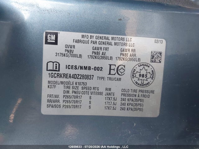 Aukcja sprzedaży 2013 Chevrolet Silverado K1500 Ls, vin: 1GCRKREA4DZ280837, numer aukcji: 12659833