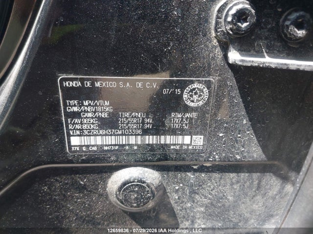 3CZRU6H37GM103396 Honda HR-V LX
