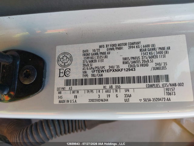 Ford F-150 2022 1FTEW1EPXNKF12943 Image 9