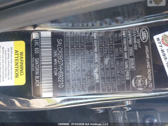 SALCR2BG7HH692210 Land Rover Discovery Sport Hse