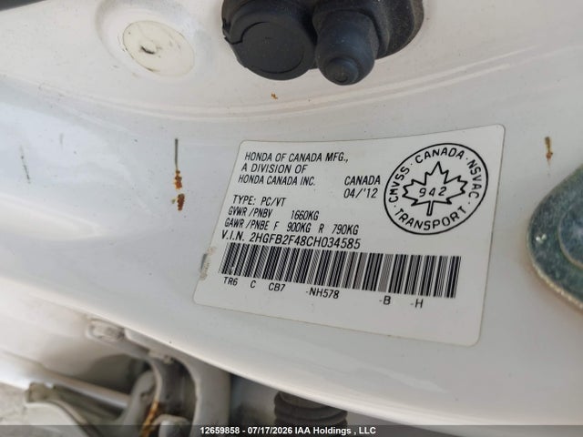 Aukcja sprzedaży 2012 Honda Civic Lx, vin: 2HGFB2F48CH034585, numer aukcji: 12659858