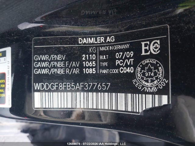 2010 Mercedes-benz C-class მანქანა იყიდება აუქციონზე, vin: WDDGF8FB5AF377657, აუქციონის ნომერი: 12659878