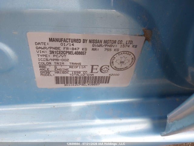 Nissan VERSA NOTE 2014 3N1CE2CP9EL408657 Image 9