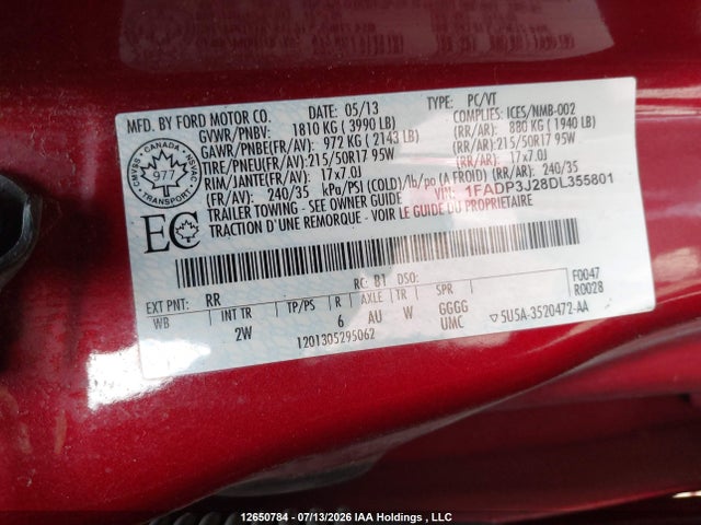 Продаж на аукціоні авто 2013 Ford Focus Titanium, vin: 1FADP3J28DL355801, номер лоту: 12650784