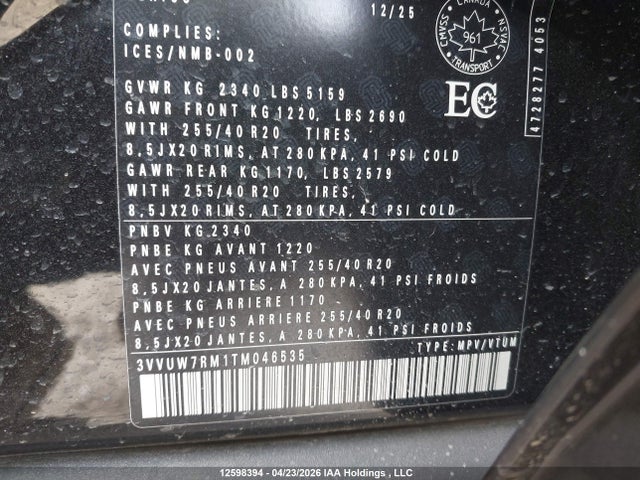 3VVUW7RM1TM046535 Volkswagen Tiguan Highline Turbo R-line 4motion