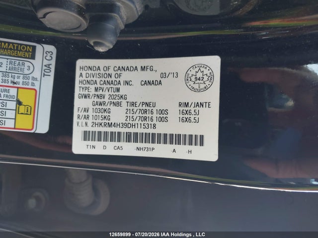 Продажа на аукционе авто 2013 Honda Cr-v Lx, vin: 2HKRM4H39DH115318, номер лота: 12659899