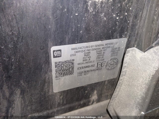 Продаж на аукціоні авто 2022 Chevrolet Bolt Euv Premier, vin: 1G1FZ6S07N4134013, номер лоту: 12659914