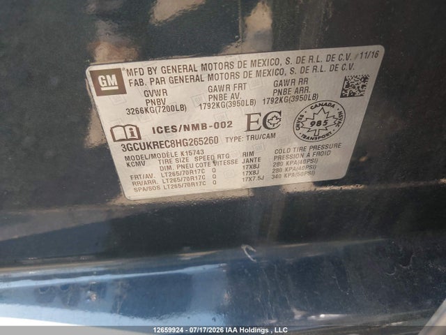 Chevrolet Silverado K1500 Lt 2017 3GCUKREC8HG265260 Image 9