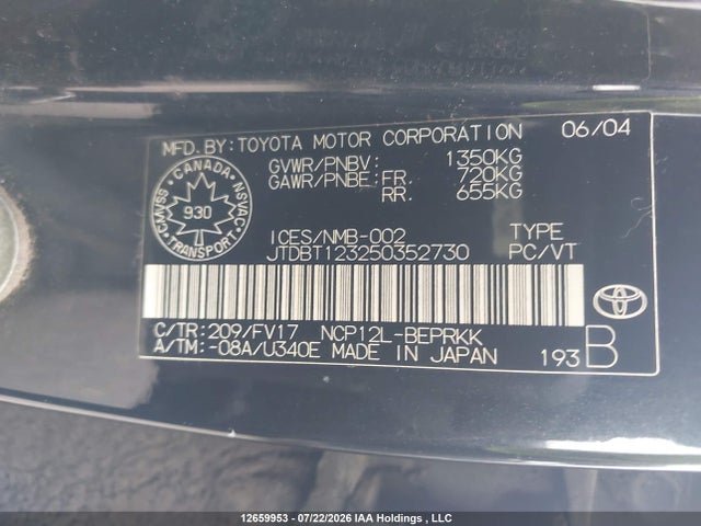 Продаж на аукціоні авто 2005 Toyota Echo, vin: JTDBT123250352730, номер лоту: 12659953