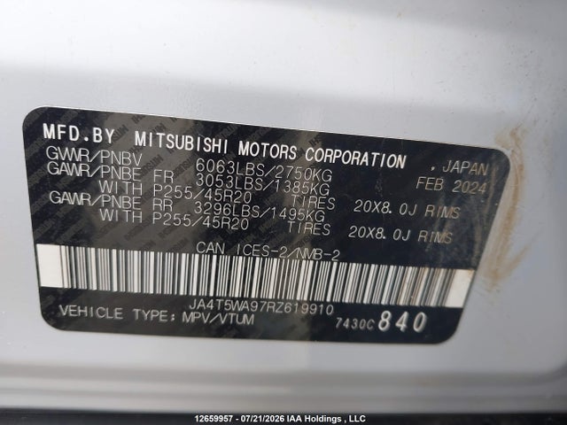 Mitsubishi Outlander Sel 2024 JA4T5WA97RZ619910 Image 18