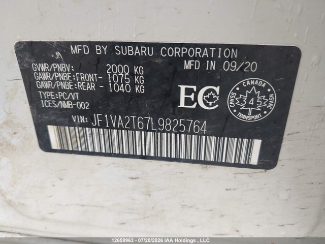 JF1VA2T67L9825764 Subaru Wrx Sti Limited