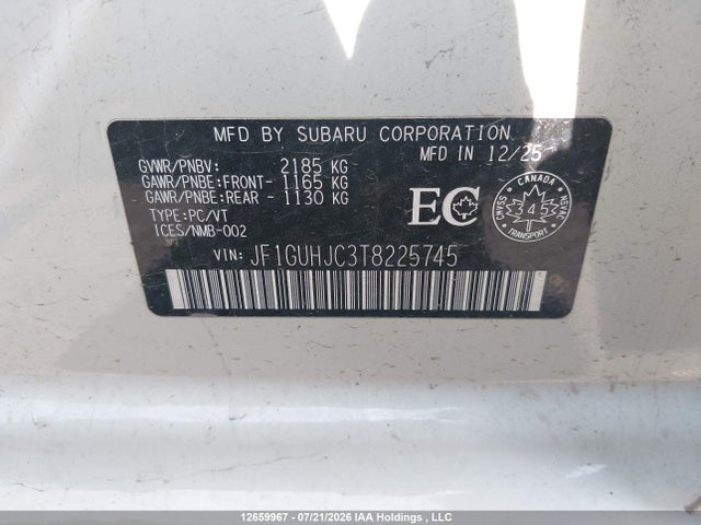 12659967 :رقم المزاد ، JF1GUHJC3T8225745 vin ، 2026 Subaru Impreza Rs 5-door مزاد بيع