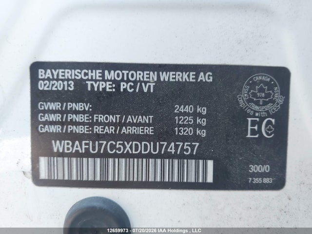 Aukcja sprzedaży 2013 Bmw 535 Xi, vin: WBAFU7C5XDDU74757, numer aukcji: 12659973
