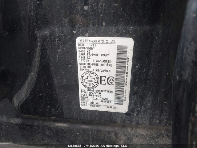 Продажа на аукционе авто 2011 Nissan Murano Sv, vin: JN8AZ1MWXBW171566, номер лота: 12648632
