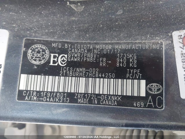 Toyota Corolla 2017 2T1BURHE7HC844250 Image 9