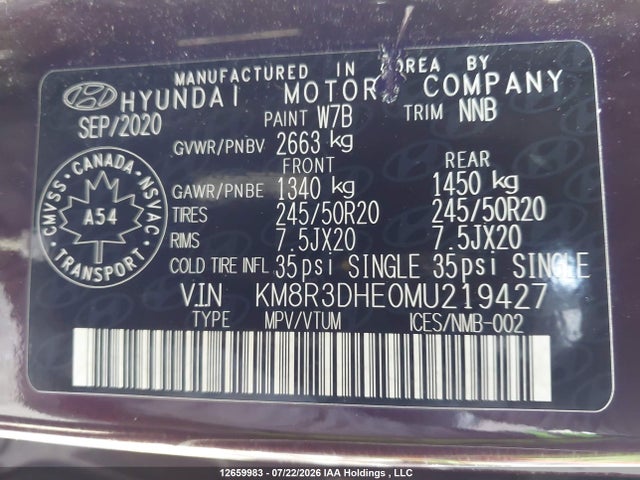 Aukcja sprzedaży 2021 Hyundai Palisade Sel, vin: KM8R3DHE0MU219427, numer aukcji: 12659983