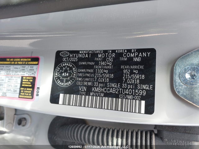 KM8HCCAB2TU401599 Hyundai Kona Preferred Awd With Trend Package