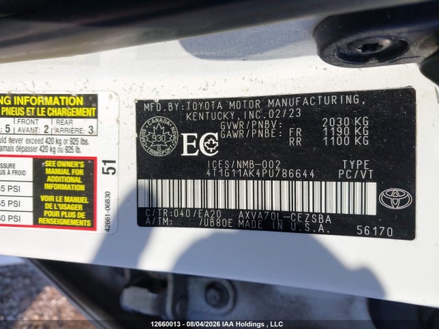 Toyota Camry 2023 4T1G11AK4PU786644 Image 9