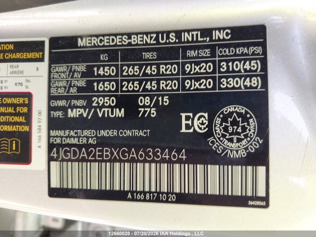 4JGDA2EBXGA633464 Mercedes-Benz Gle 350d 4matic