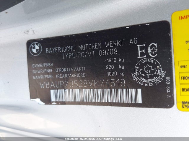 Продажа на аукционе авто 2009 Bmw 128i, vin: WBAUP73529VK74519, номер лота: 12660030