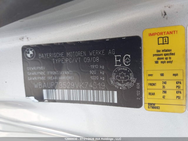 Продажа на аукционе авто 2009 Bmw 128i, vin: WBAUP73529VK74519, номер лота: 12660030