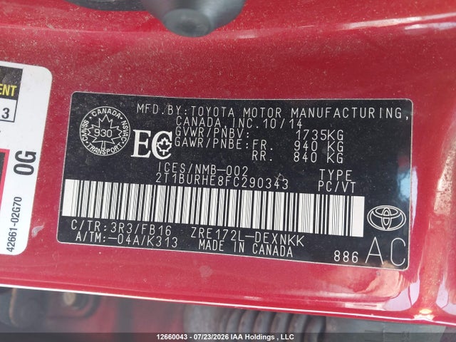Toyota COROLLA LE 2015 2T1BURHE8FC290343 Image 20
